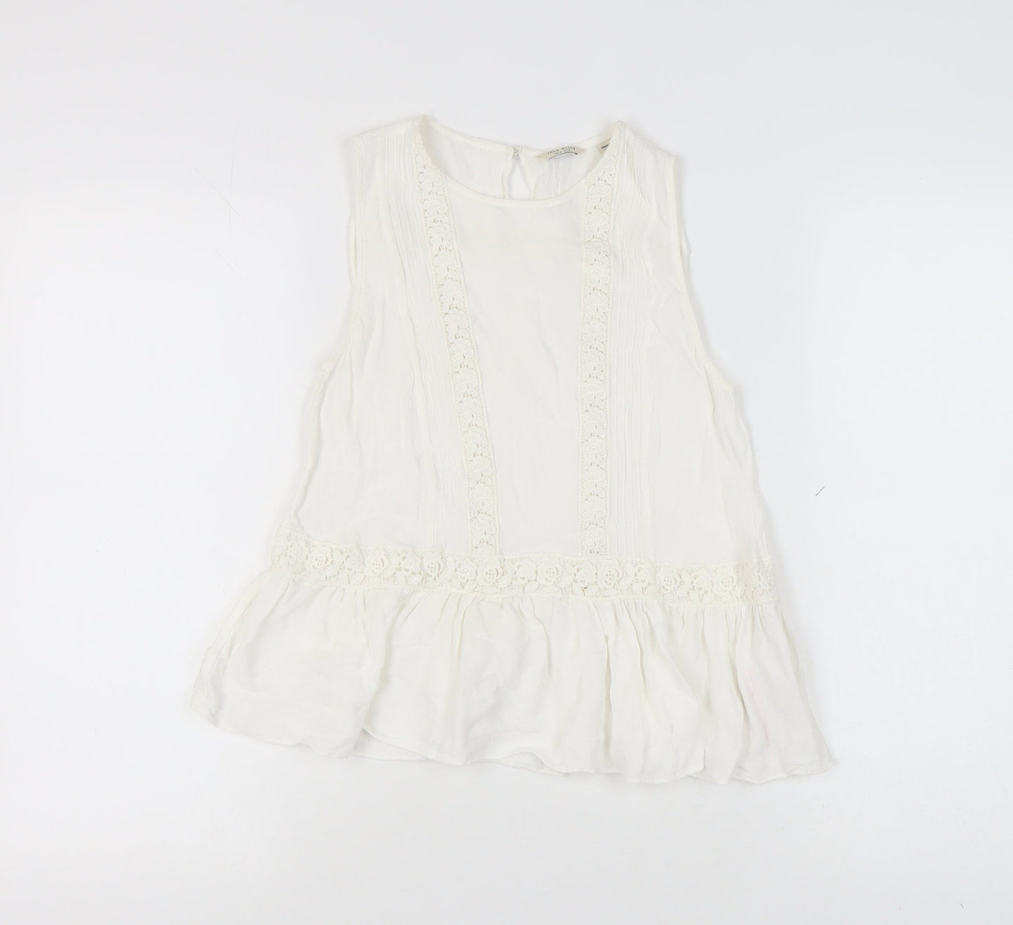 Jack Wills White Lace Accented Women's Blouse - UK 8