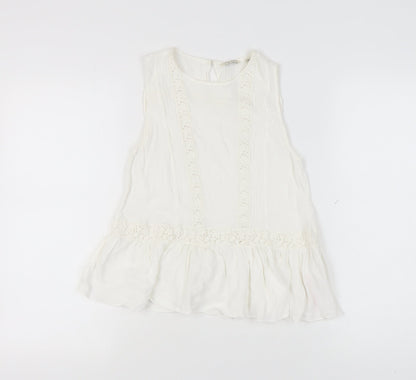 Jack Wills White Lace Accented Women's Blouse - UK 8