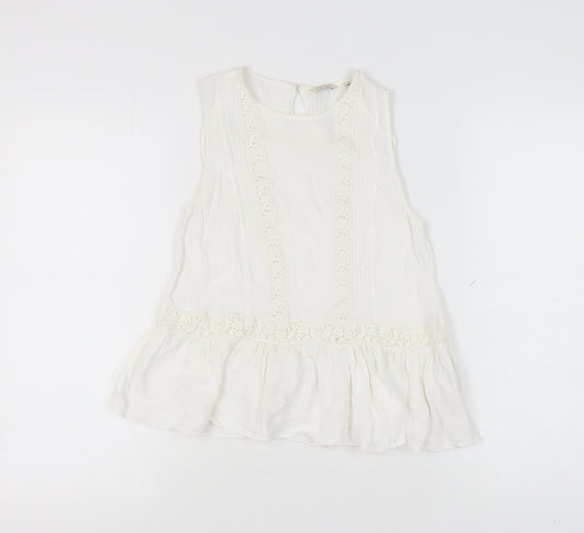 Jack Wills White Lace Accented Women's Blouse - UK 8