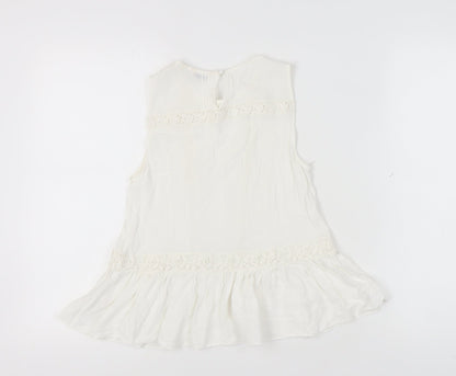 Jack Wills White Lace Accented Women's Blouse - UK 8