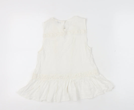 Jack Wills White Lace Accented Women's Blouse - UK 8