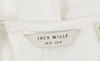 Jack Wills White Lace Accented Women's Blouse - UK 8