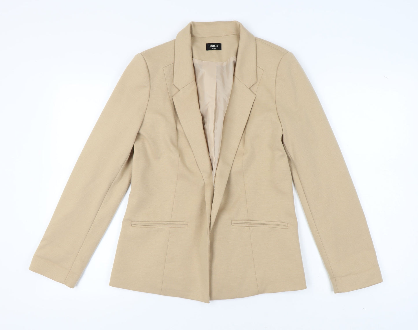 Oasis Women's Beige Single-Breasted Blazer Size 14