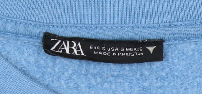 Zara Women's Blue Long Sleeve Pullover Sweatshirt S