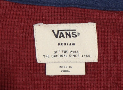 Vans Men's Red Henley Long Sleeve T-Shirt M