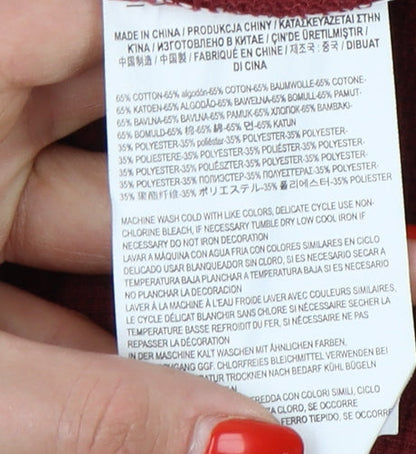 Vans Men's Red Henley Long Sleeve T-Shirt M