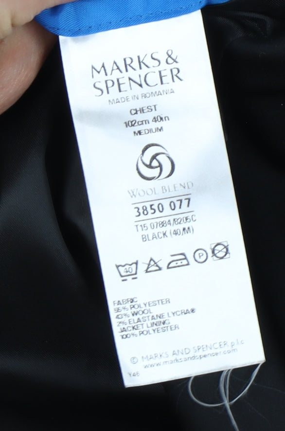Mens UK Size 40 Marks and Spencer Regular Black Suit Tuxedo
