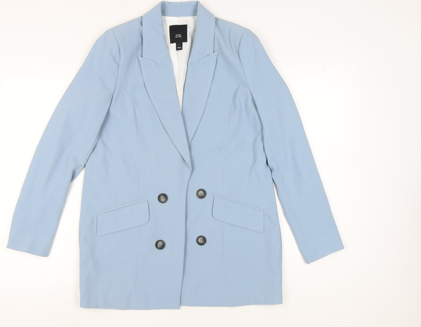 River Island Women's Blue Blazer UK 8 Double-Breasted