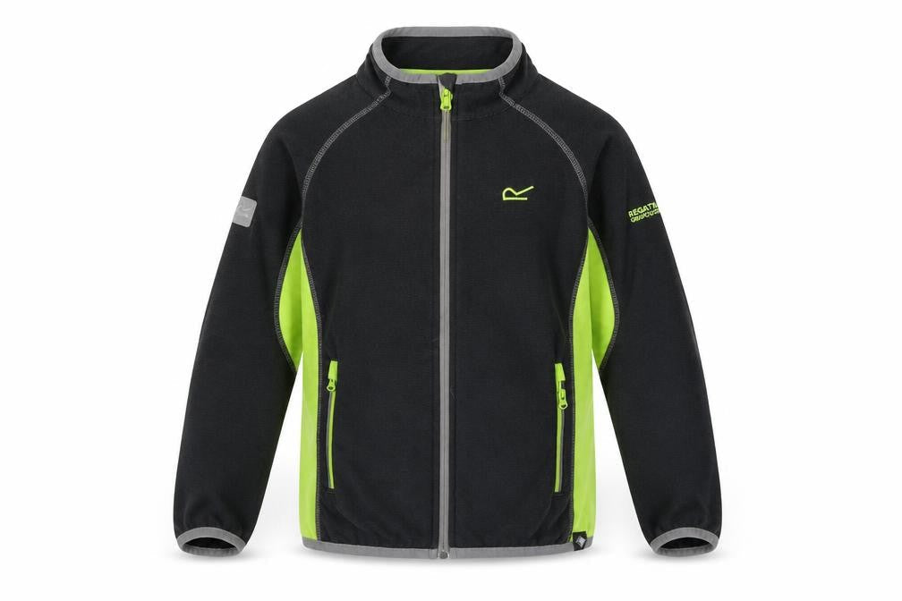 Front view of Regatta Black unisex kids track jacket 9-10 years