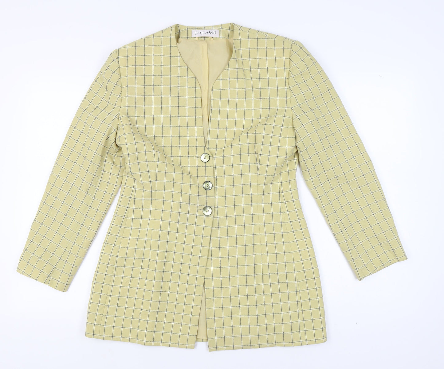 Jacques Vert Women's Yellow Blazer, Size 12, Check Pattern