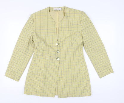 Jacques Vert Women's Yellow Blazer, Size 12, Check Pattern