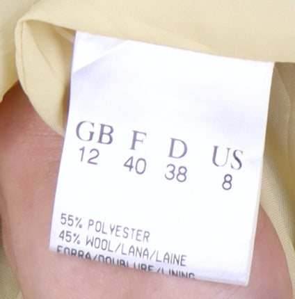 Jacques Vert Women's Yellow Blazer, Size 12, Check Pattern