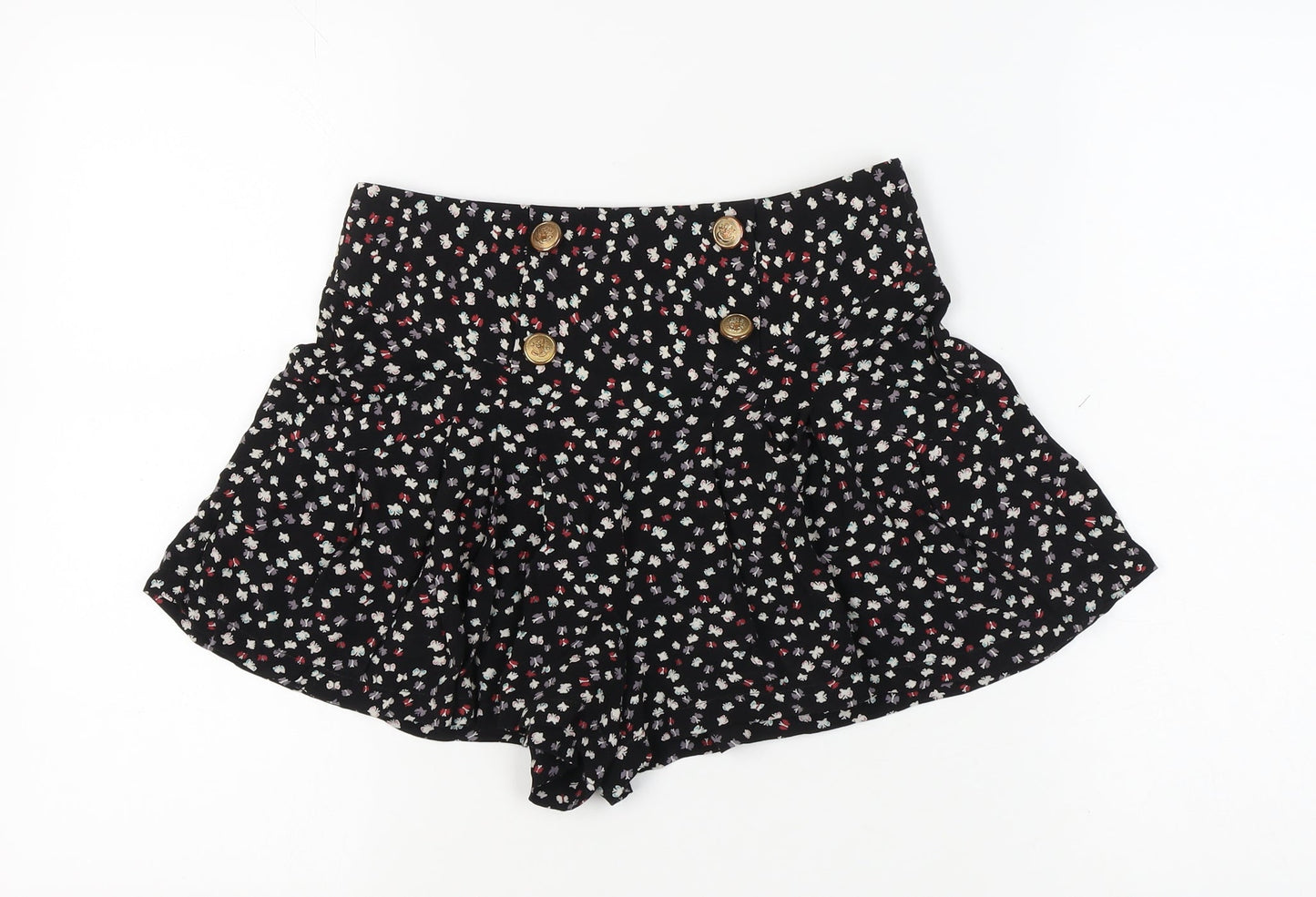 River Island Women's Black Floral Culotte Shorts Size 8