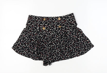 River Island Women's Black Floral Culotte Shorts Size 8