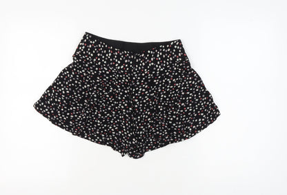 River Island Women's Black Floral Culotte Shorts Size 8
