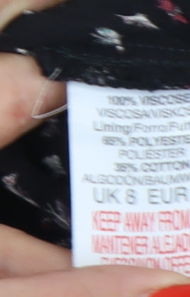 River Island Women's Black Floral Culotte Shorts Size 8