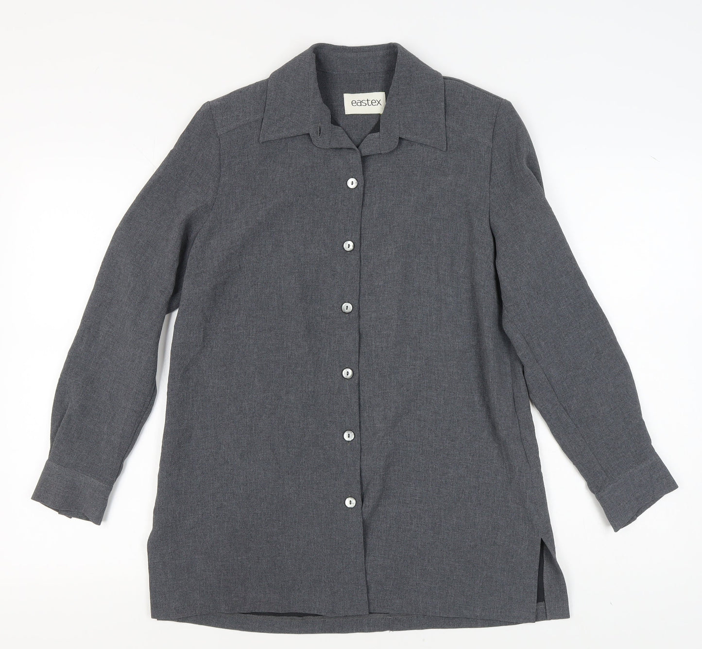 Womens UK Size 10 Eastex Grey Basic Button-Up