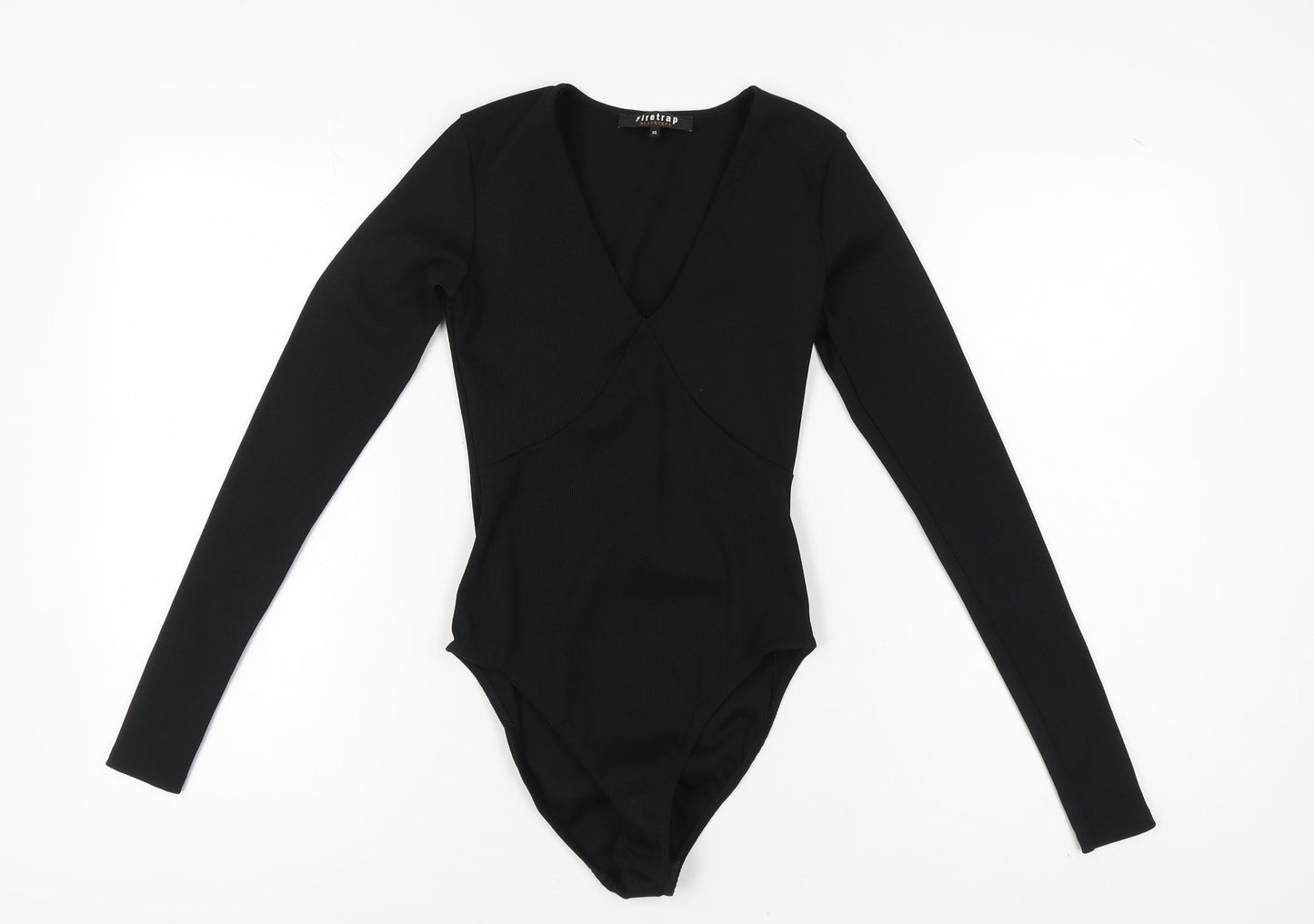 Firetrap Women's Black Bodysuit XS V-Neck Long Sleeve
