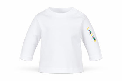 Front view of Ralph Lauren unisex baby white long sleeve top