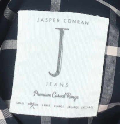 Jasper Conran Men's Blue Check Long Sleeve Shirt M