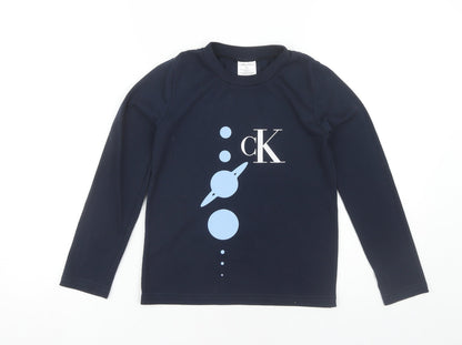 Calvin Klein Boys Blue Graphic Print Long Sleeve T-Shirt M
