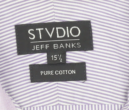 Mens UK Collar Size 15.5 Jeff Banks Smart Purple  Dress Shirt
