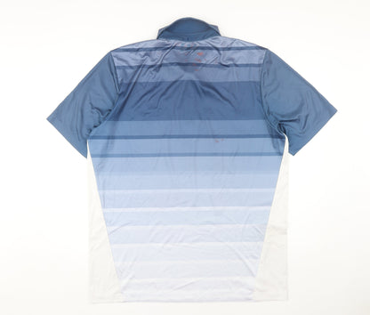 Adidas Men's Blue Striped Polo Shirt L