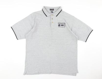 Pacific Blue Men's Grey Polo, L, Casual Short Sleeve