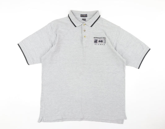 Pacific Blue Men's Grey Polo, L, Casual Short Sleeve