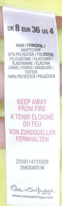 Miss Selfridge Women’s Yellow Zip Skirt Size 8