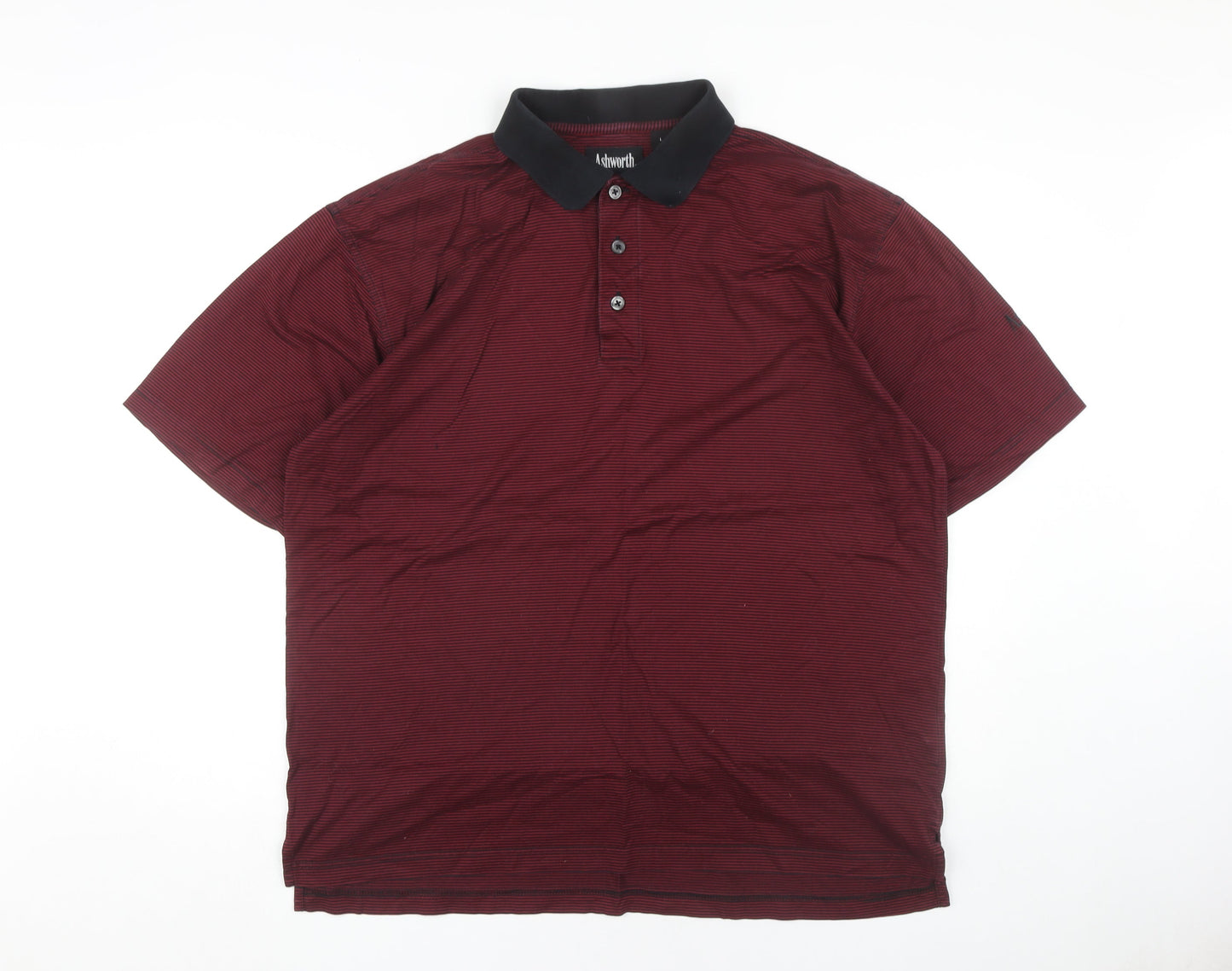 Ashworth Men’s Red Striped Polo Shirt L