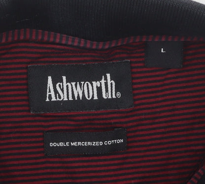 Ashworth Men’s Red Striped Polo Shirt L