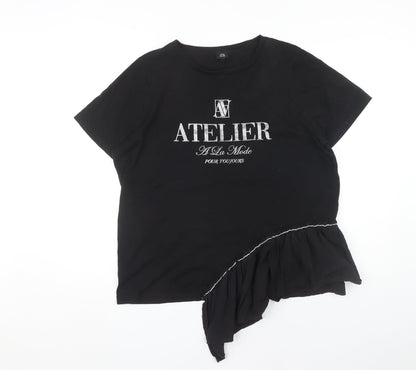 Womens UK Size 16 River Island Black Basic T-Shirt