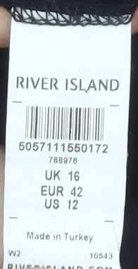 Womens UK Size 16 River Island Black Basic T-Shirt
