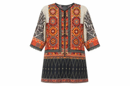 Khaadi Women's Multicoloured Geometric Dress Size 10
