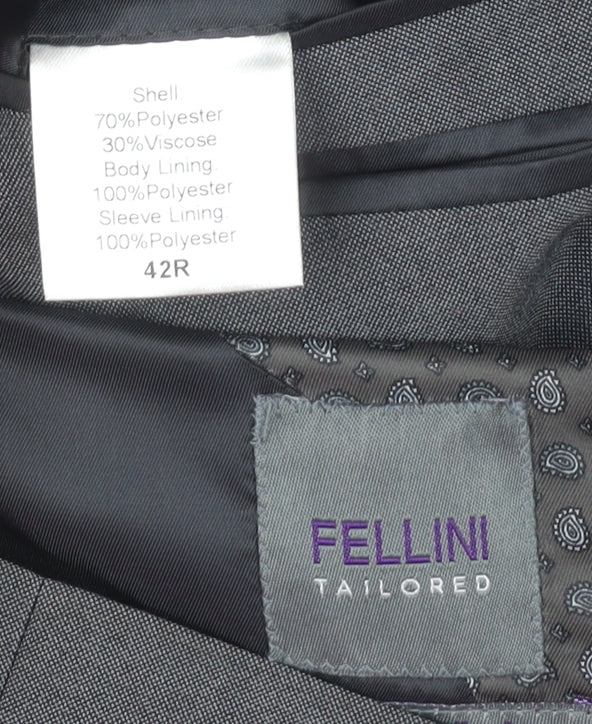 Mens UK Size 42 Fellini Regular Grey Suit Jacket