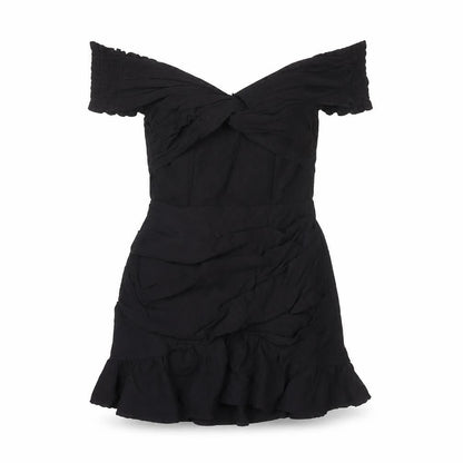PrettyLittleThing Black Off Shoulder Party Dress, Size 10
