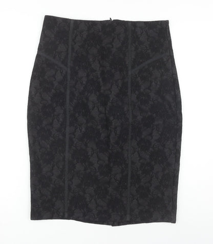 Marks and Spencer Women's Black Floral Lace Pencil Skirt Size 12