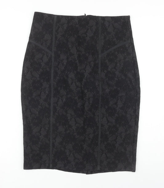 Marks and Spencer Women's Black Floral Lace Pencil Skirt Size 12