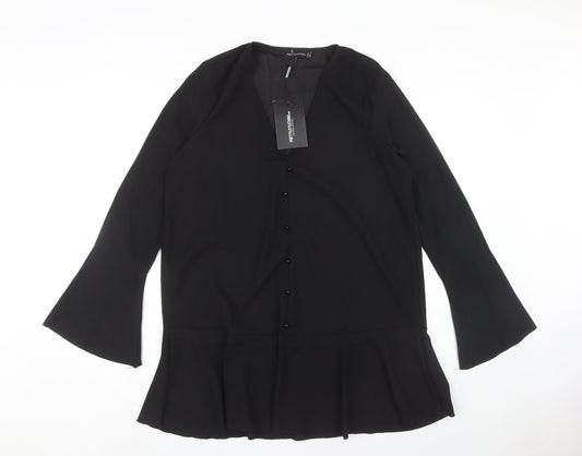 PrettyLittleThing Women’s Black V-Neck Flared Sleeve Dress