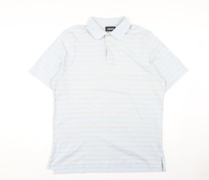 Ashworth Men's Blue Striped Polo Shirt L