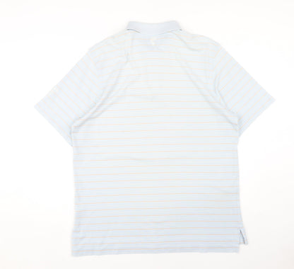 Ashworth Men's Blue Striped Polo Shirt L