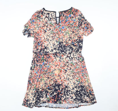 Oasis Multicoloured Floral Fit & Flare Dress, Size 12