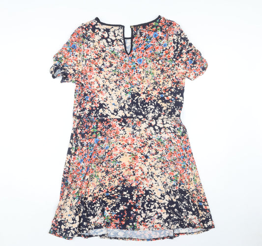 Oasis Multicoloured Floral Fit & Flare Dress, Size 12