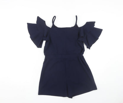 River Island Girls Blue Playsuit 11-12 Years Off the Shoulder