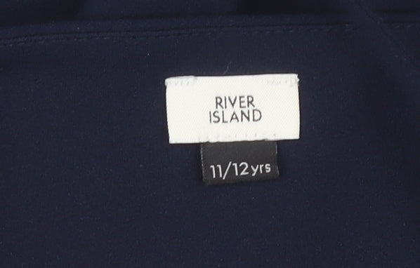 River Island Girls Blue Playsuit 11-12 Years Off the Shoulder
