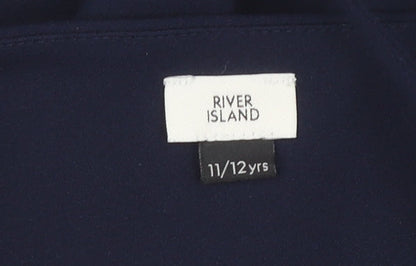 River Island Girls Blue Playsuit 11-12 Years Off the Shoulder
