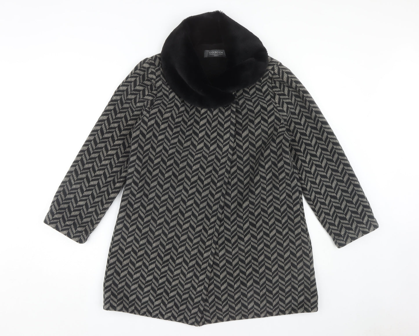 Womens UK Size 12 COERCION Black Overcoat