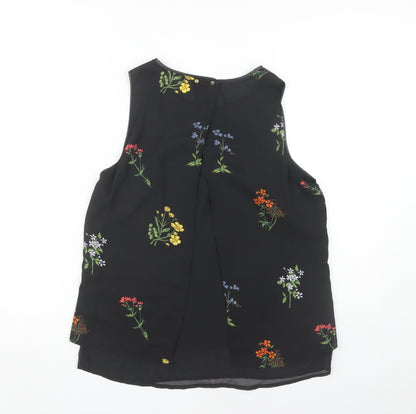 H&M Women's Black Floral Tank Top Size 10