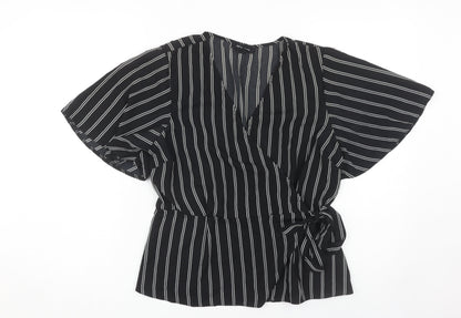 New Look Women's Black Wrap Blouse Size 14